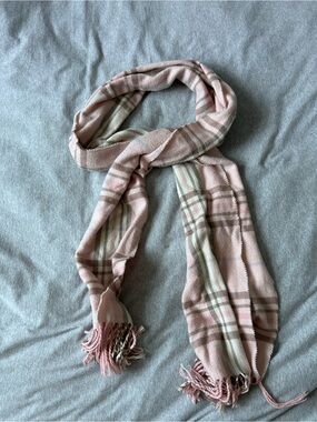 Soft Pink Plaid Women's Scarf - Lightweight Fashion Accessory